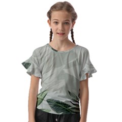 Banana Leaf Plant Pattern Kids  Cut Out Flutter Sleeves