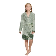 Banana Leaf Plant Pattern Kids  Long Sleeve Velvet Lounge Robe by anzea