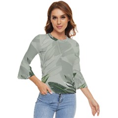 Banana Leaf Plant Pattern Bell Sleeve Top