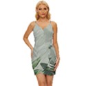 Banana Leaf Plant Pattern Wrap Tie Front Dress View1