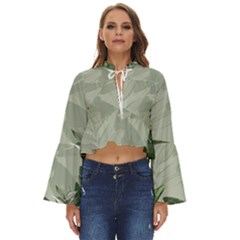 Banana Leaf Plant Pattern Boho Long Bell Sleeve Top