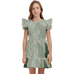 Banana Leaf Plant Pattern Kids  Winged Sleeve Dress by anzea