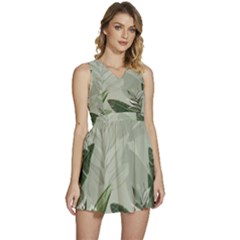 Banana Leaf Plant Pattern Sleeveless High Waist Mini Dress by anzea