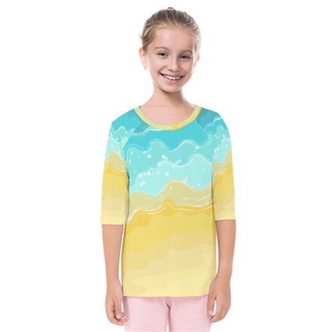 Abstract Background Beach Coast Kids  Quarter Sleeve Raglan T-shirt by anzea