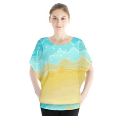 Abstract Background Beach Coast Batwing Chiffon Blouse