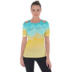 Abstract Background Beach Coast Shoulder Cut Out Short Sleeve Top by anzea