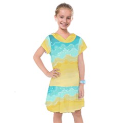 Abstract Background Beach Coast Kids  Drop Waist Dress