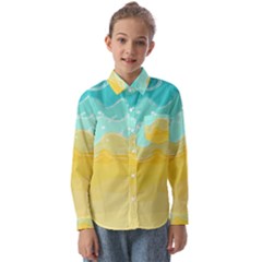 Abstract Background Beach Coast Kids  Long Sleeve Shirt by anzea