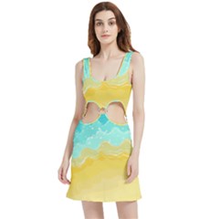 Abstract Background Beach Coast Velour Cutout Dress