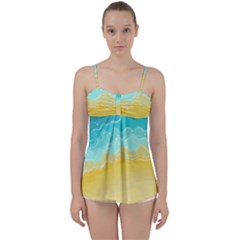 Abstract Background Beach Coast Babydoll Tankini Top by anzea