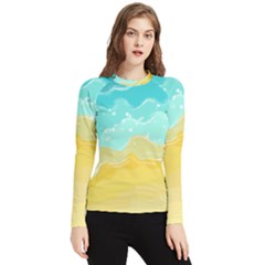 Abstract Background Beach Coast Women s Long Sleeve Rash Guard