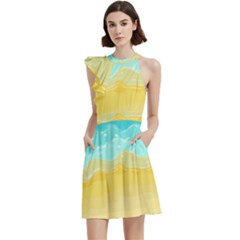 Abstract Background Beach Coast Cocktail Party Halter Sleeveless Dress With Pockets by anzea