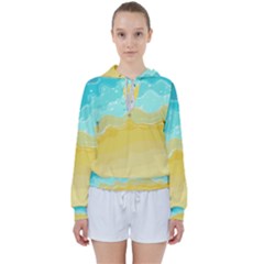 Abstract Background Beach Coast Women s Tie Up Sweat