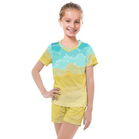 Abstract Background Beach Coast Kids  Mesh T-shirt And Shorts Set by anzea