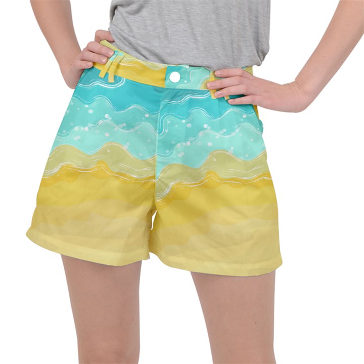 Abstract Background Beach Coast Women s Ripstop Shorts