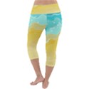 Abstract Background Beach Coast Lightweight Velour Capri Yoga Leggings View4