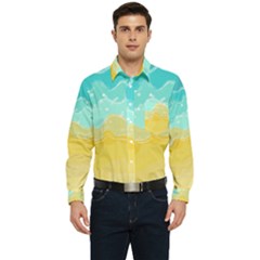 Abstract Background Beach Coast Men s Long Sleeve Pocket Shirt 