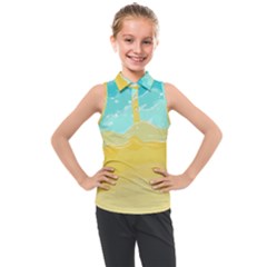 Abstract Background Beach Coast Kids  Sleeveless Polo T-shirt