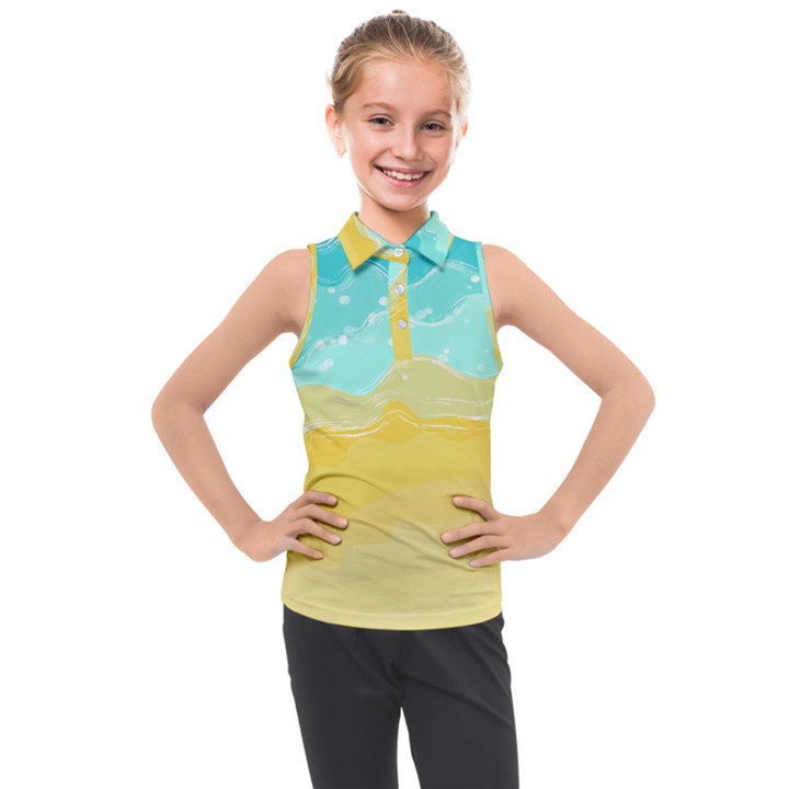 Abstract Background Beach Coast Kids  Sleeveless Polo T-Shirt