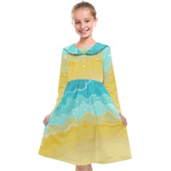 Abstract Background Beach Coast Kids  Midi Sailor Dress