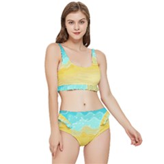 Abstract Background Beach Coast Frilly Bikini Set by anzea