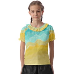 Abstract Background Beach Coast Kids  Frill Chiffon Blouse by anzea