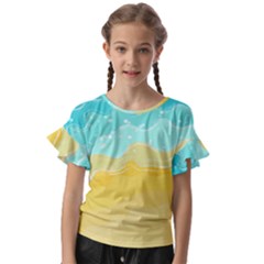 Abstract Background Beach Coast Kids  Cut Out Flutter Sleeves by anzea