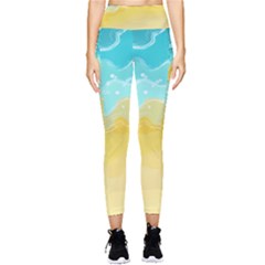 Abstract Background Beach Coast Pocket Leggings 