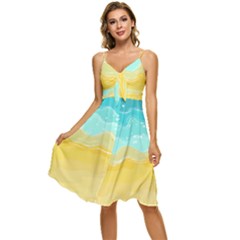 Abstract Background Beach Coast Sleeveless Tie Front Chiffon Dress