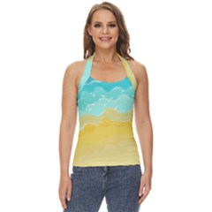 Abstract Background Beach Coast Basic Halter Top