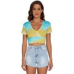 Abstract Background Beach Coast V-neck Crop Top by anzea