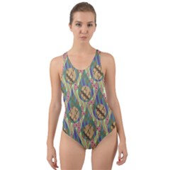 Tribal Background Boho Batik Cut-out Back One Piece Swimsuit by anzea