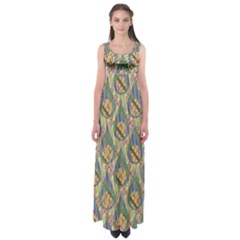 Tribal Background Boho Batik Empire Waist Maxi Dress by anzea