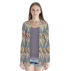 Tribal Background Boho Batik Drape Collar Cardigan