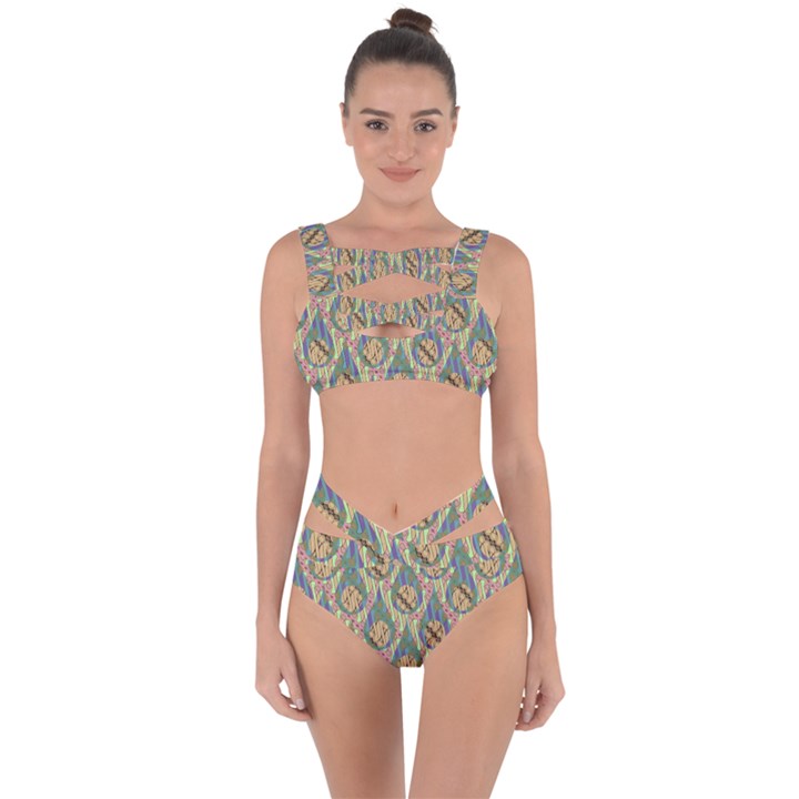 Tribal Background Boho Batik Bandaged Up Bikini Set 