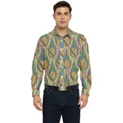 Tribal Background Boho Batik Men s Long Sleeve Shirt