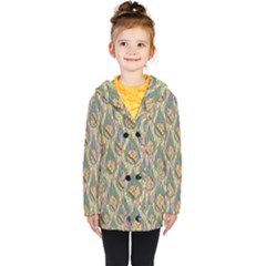 Tribal Background Boho Batik Kids  Double Breasted Button Coat