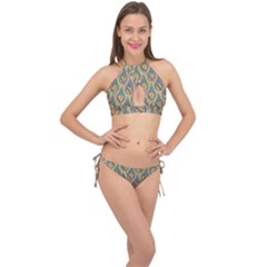 Tribal Background Boho Batik Cross Front Halter Bikini Set