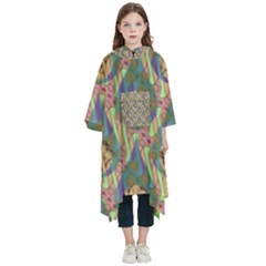 Tribal Background Boho Batik Kids  Hooded Rain Ponchos