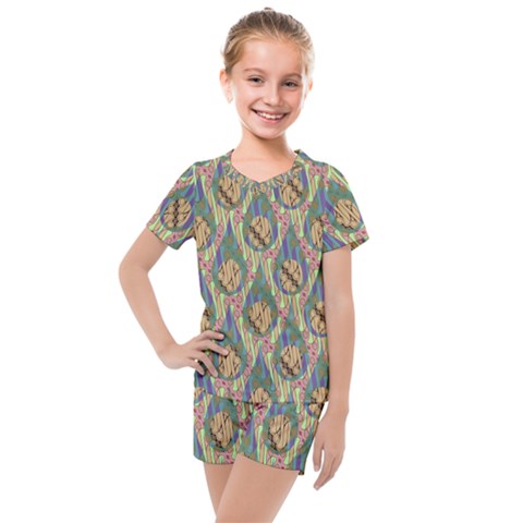 Tribal Background Boho Batik Kids  Mesh T-shirt And Shorts Set by anzea