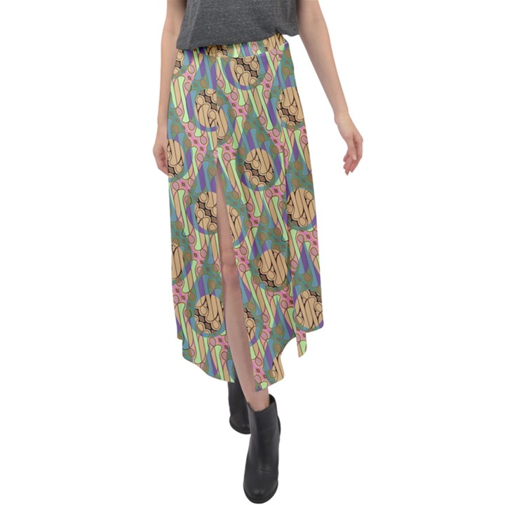 Tribal Background Boho Batik Velour Split Maxi Skirt