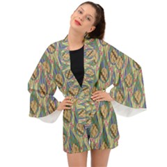 Tribal Background Boho Batik Long Sleeve Kimono