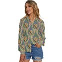 Tribal Background Boho Batik Women s Long Sleeve Button Up Shirt View2