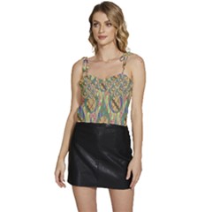 Tribal Background Boho Batik Flowy Camisole Tie Up Top