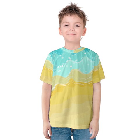 Abstract Background Beach Coast Kids  Cotton T-shirt by anzea