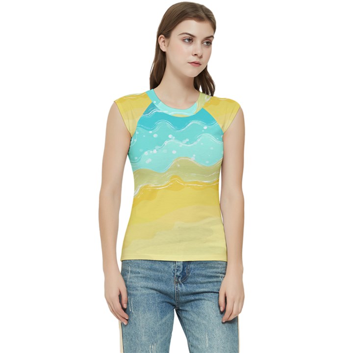 Abstract Background Beach Coast Women s Raglan Cap Sleeve T-Shirt