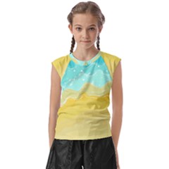 Abstract Background Beach Coast Kids  Raglan Cap Sleeve T-shirt by anzea