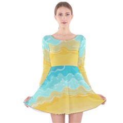 Abstract Background Beach Coast Long Sleeve Velvet Skater Dress