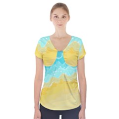 Abstract Background Beach Coast Short Sleeve Front Detail Top