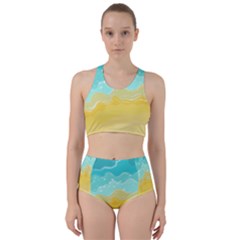 Abstract Background Beach Coast Racer Back Bikini Set by anzea